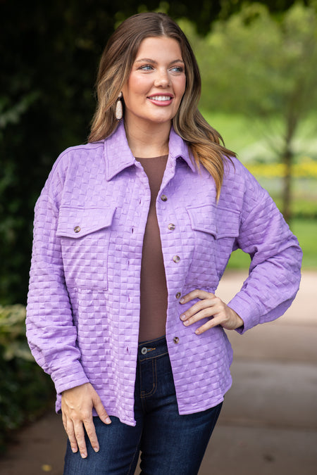 Lavender Textured Knit Shacket