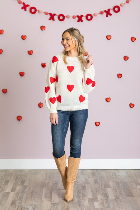 Heart Patch Pattern Sweater