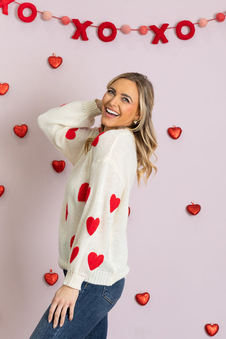 Heart Patch Pattern Sweater