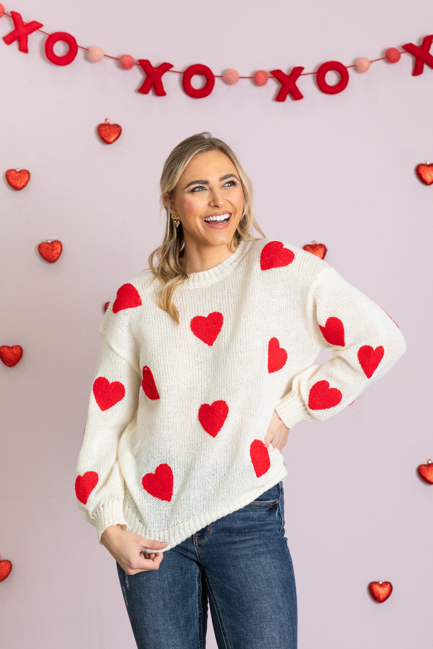 Heart Patch Pattern Sweater