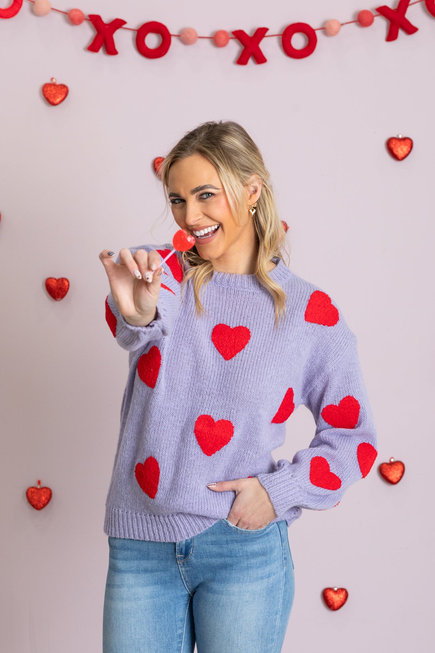 Heart Patch Pattern Sweater