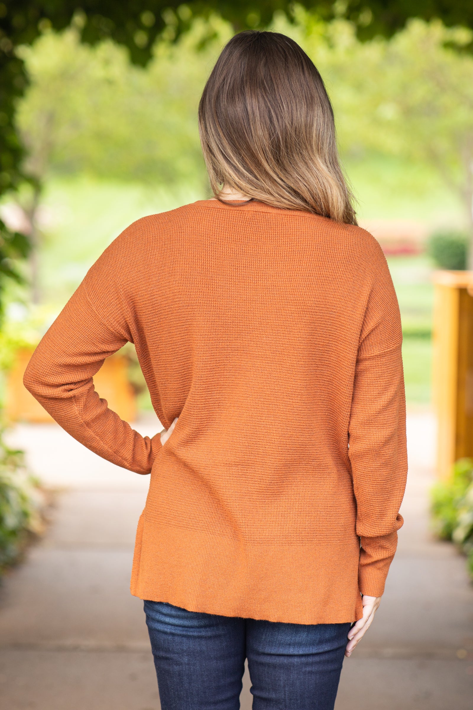 Burnt orange hotsell waffle knit sweater