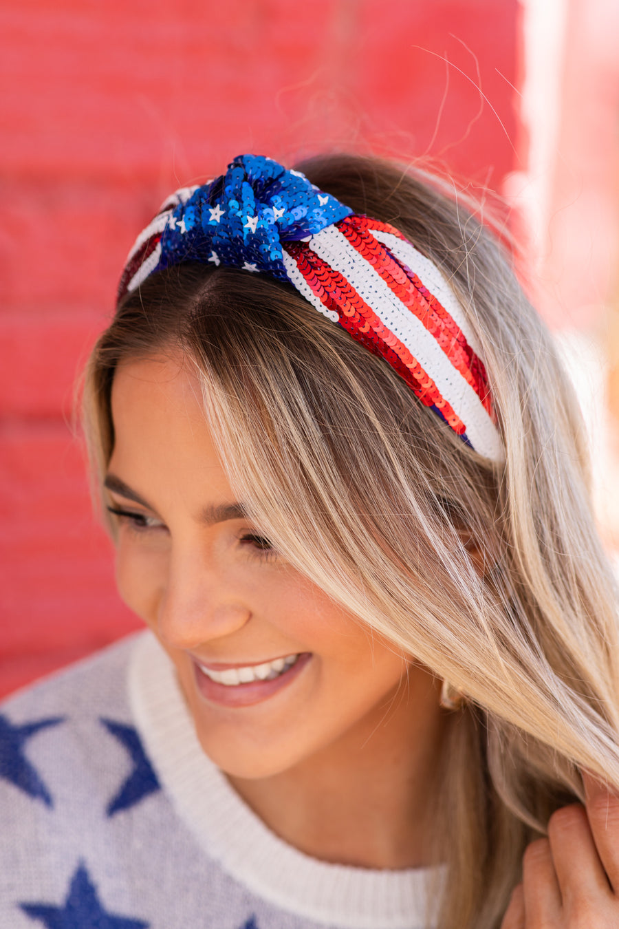 Patriotic Sequin Top Knot Headband