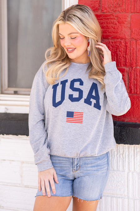 Heather Grey USA Graphic Sweatshirt