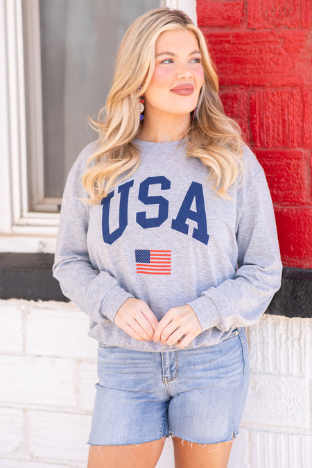 Heather Grey USA Graphic Sweatshirt