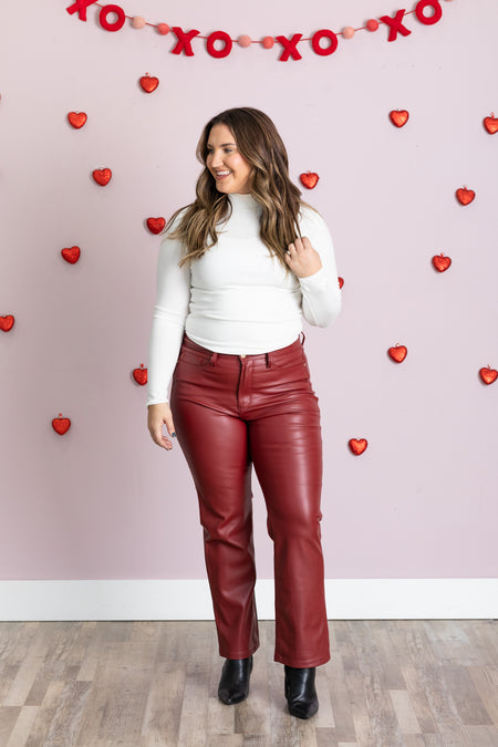 Judy Blue Tummy Control Red Leather Pant