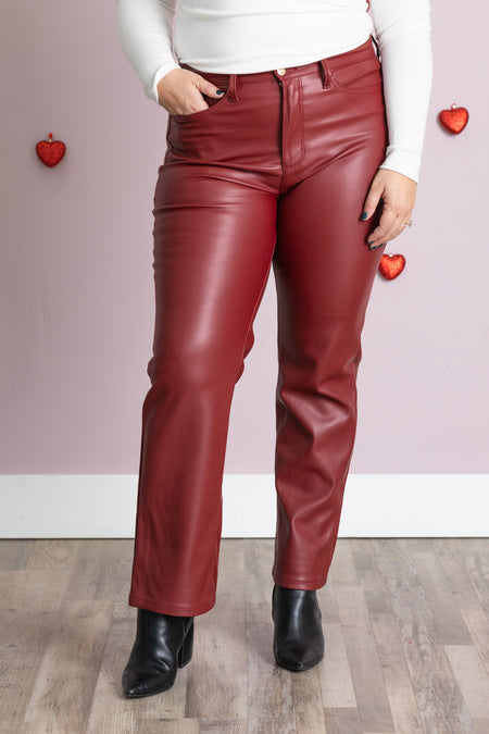 Judy Blue Tummy Control Red Leather Pant