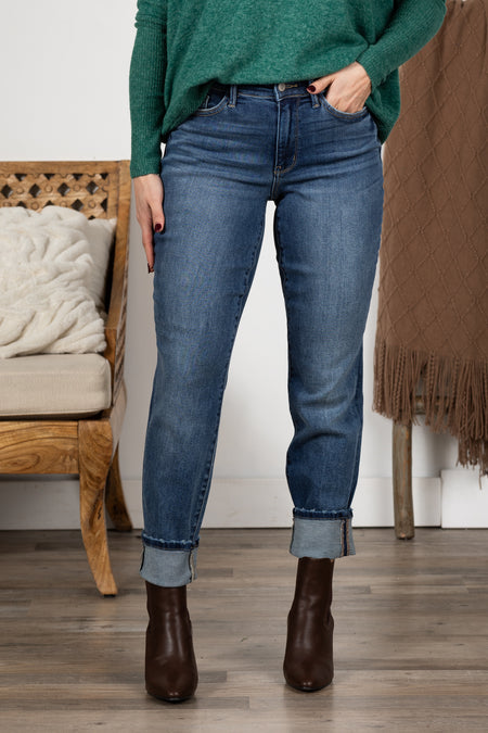 Judy Blue Vintage Wash Boyfriend Cuff Jeans