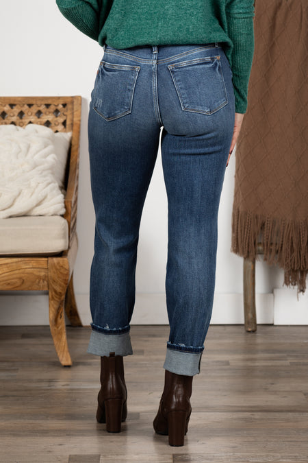 Judy Blue Vintage Wash Boyfriend Cuff Jeans