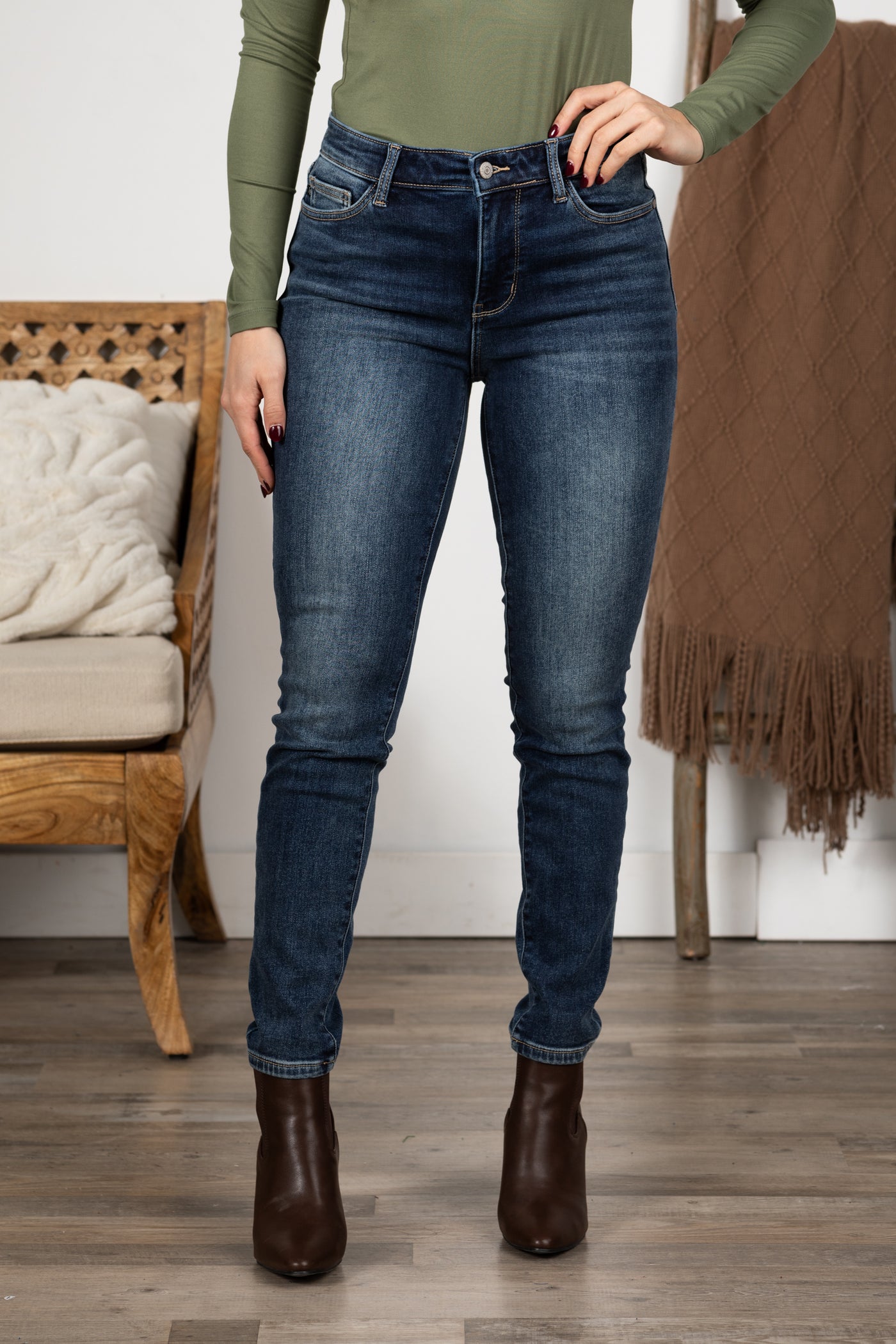 Judy Blue Thermal Dark Wash Skinny Jeans