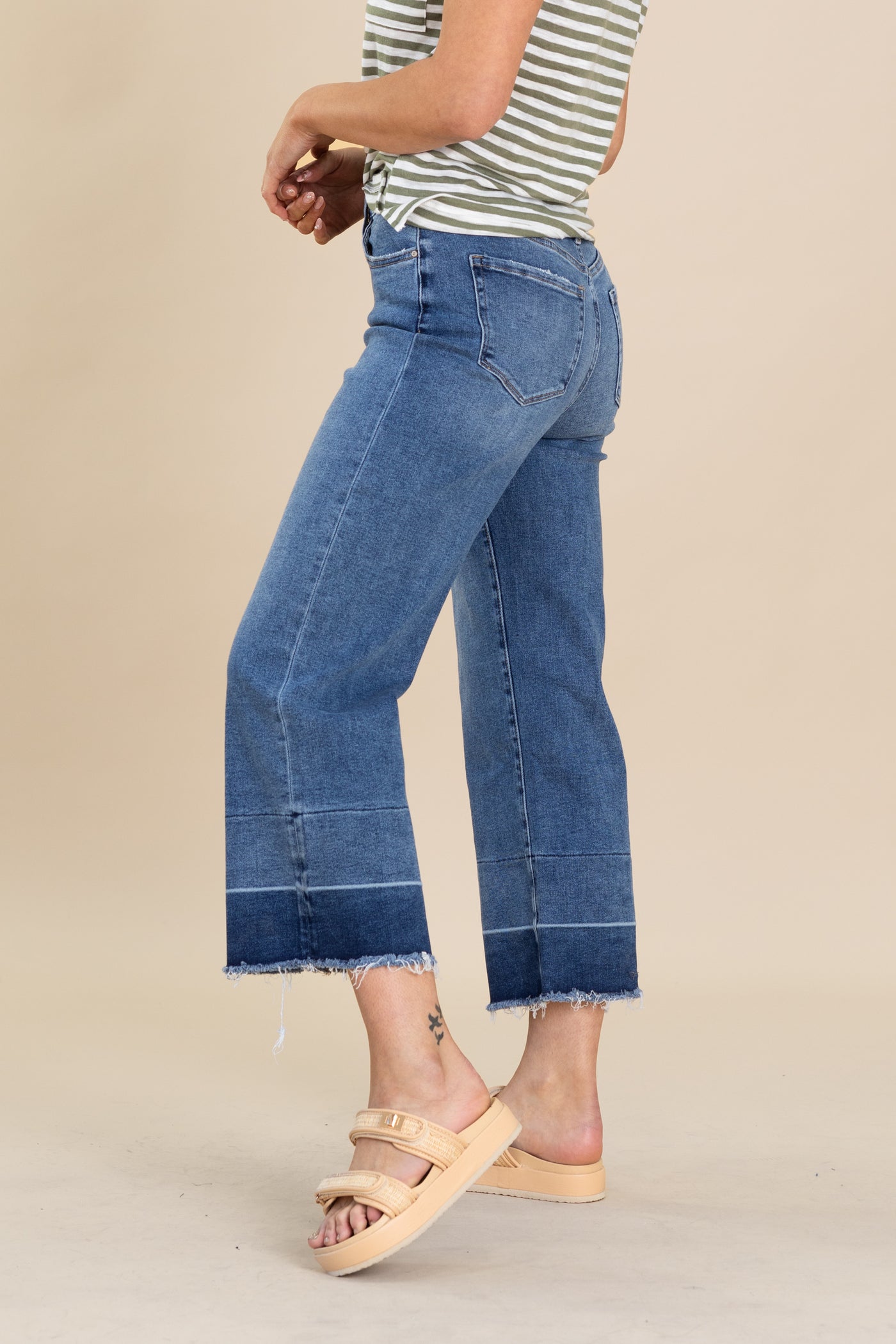 Mica Two Tone High Rise Straight Crop Jean