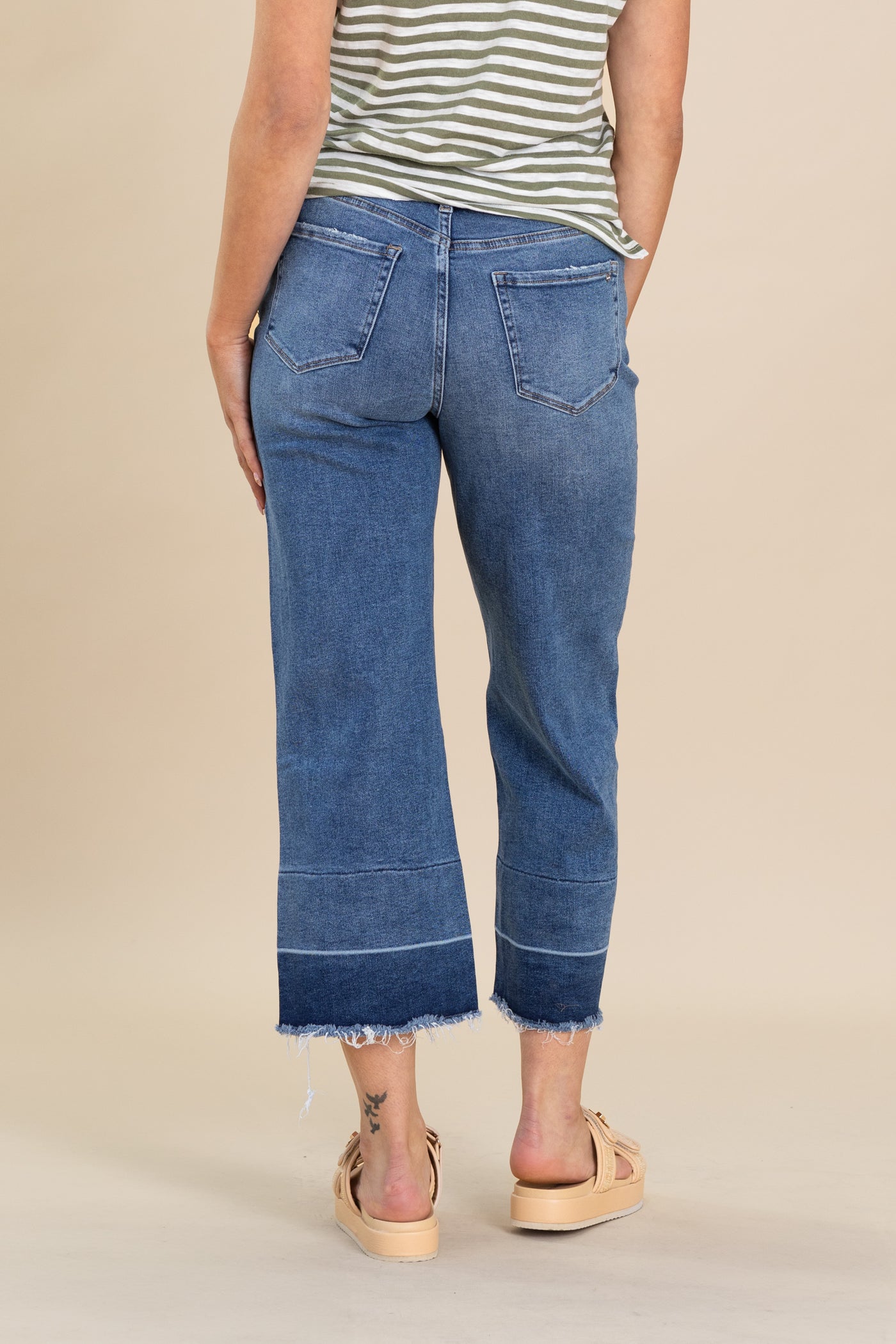 Mica Two Tone High Rise Straight Crop Jean