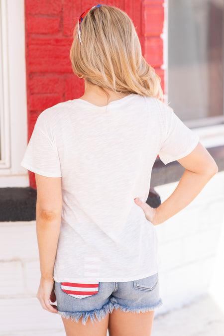 Distressed Red White Blue Graphic Tee