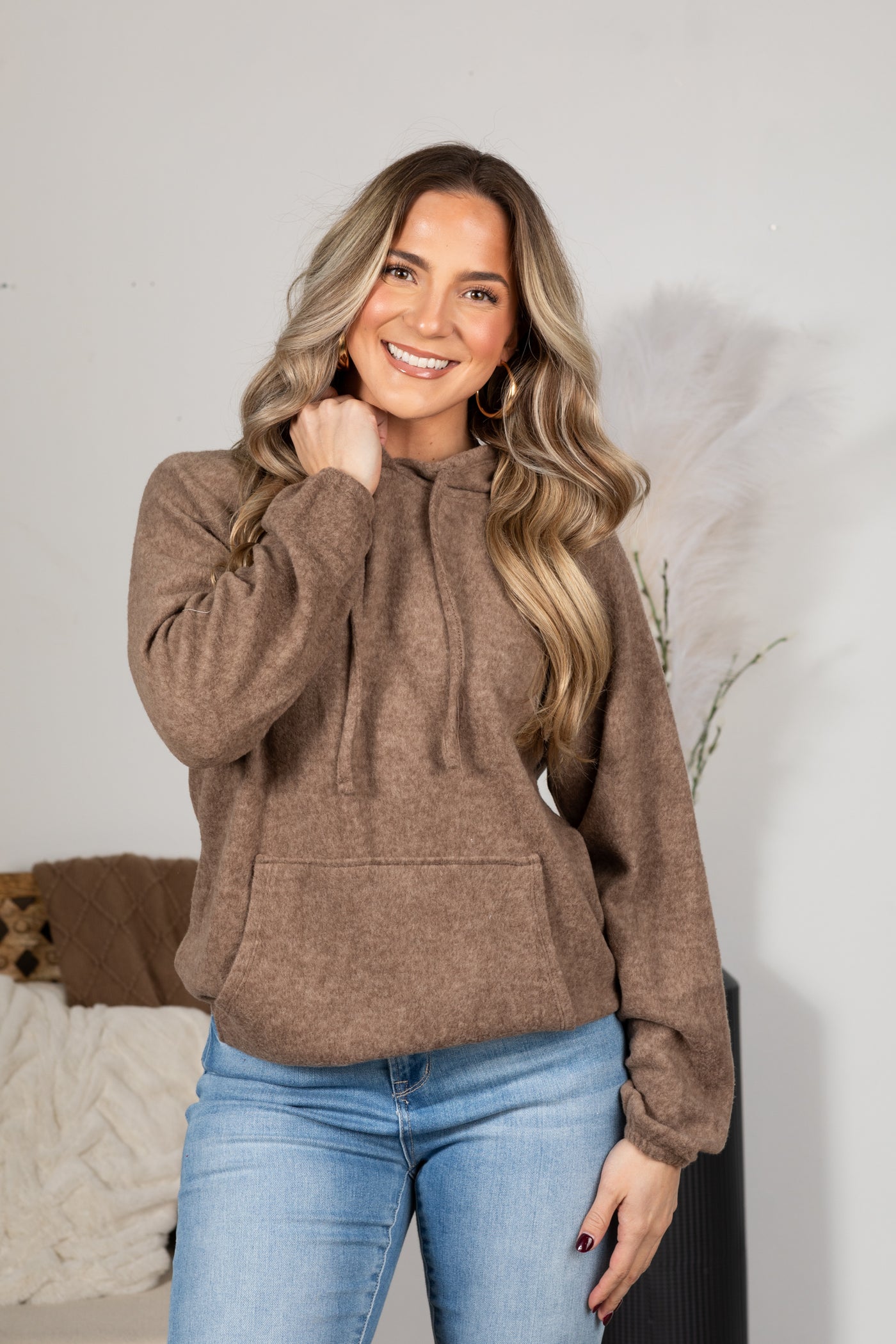 Brushed Hacci Melange Hoodie Sweater