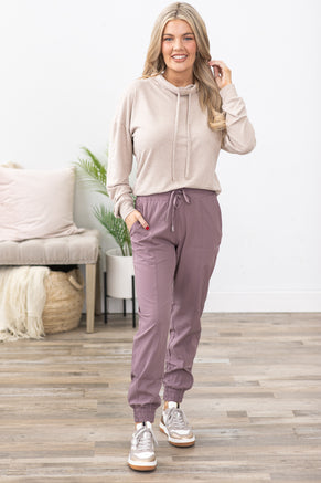 Mauve High Waist Cuffed Joggers