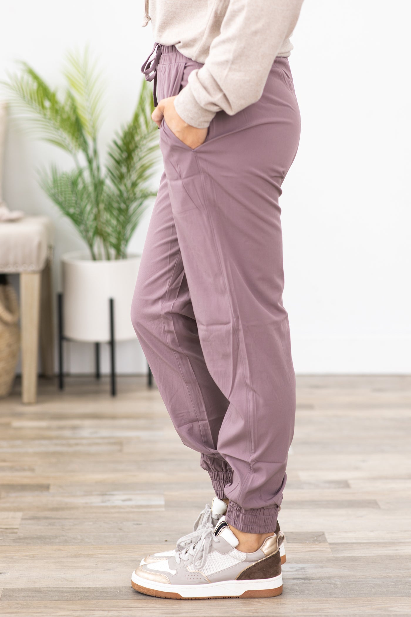 Mauve High Waist Cuffed Joggers