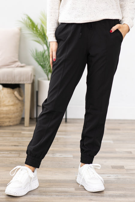 Black High Waist Cuffed Joggers