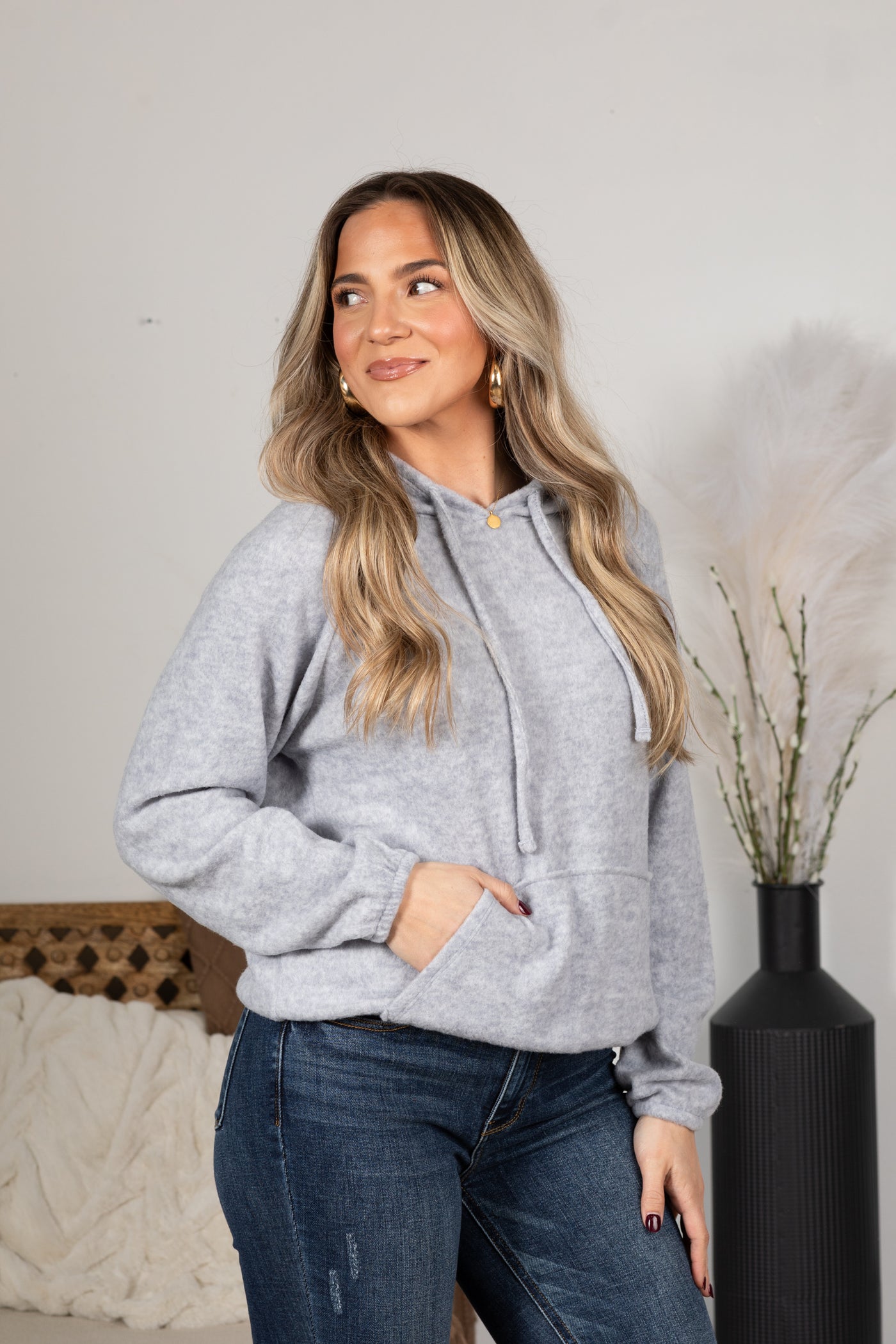 Brushed Hacci Melange Hoodie Sweater