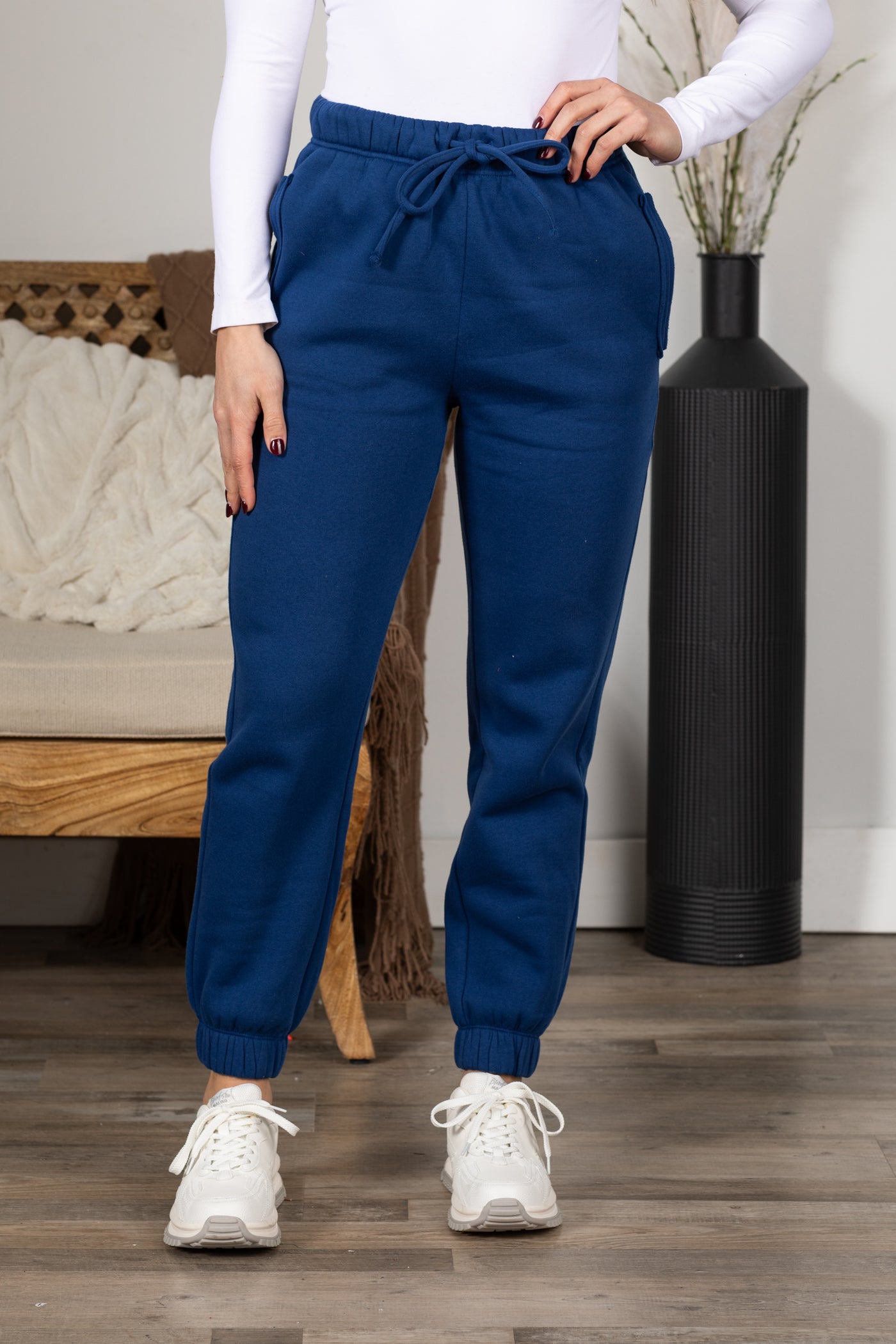 Fleece Drawstring Joggers With Pocket