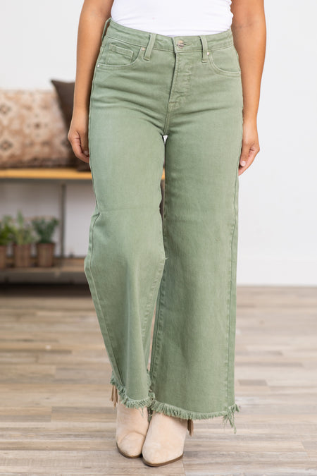 Risen Sage Wide Leg Tummy Control Jeans