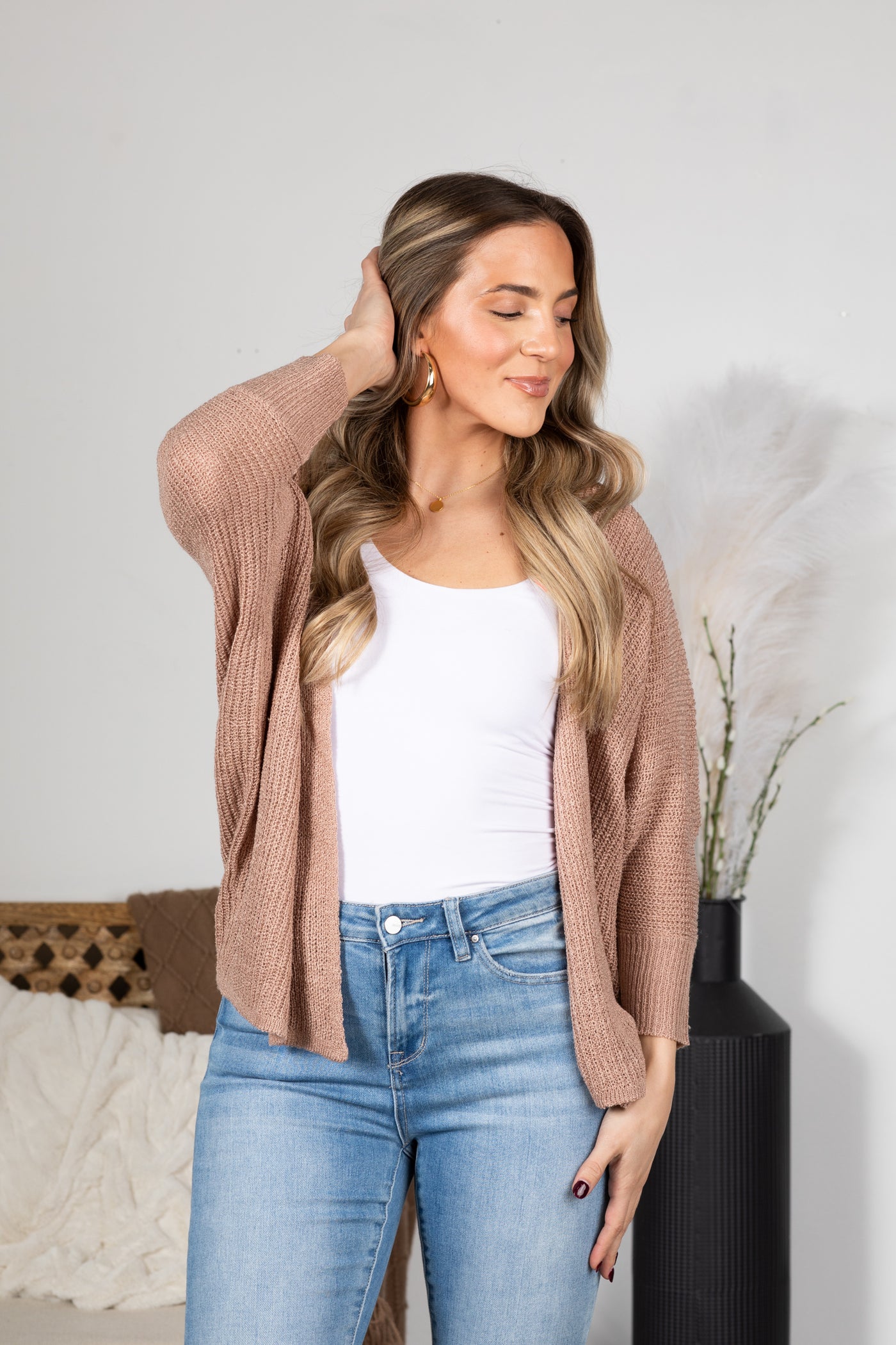 Rib Knit Drop Shoulder Cardigan