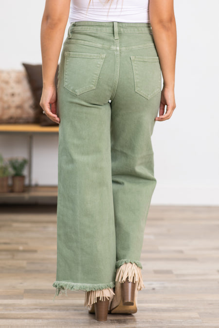 Risen Sage Wide Leg Tummy Control Jeans