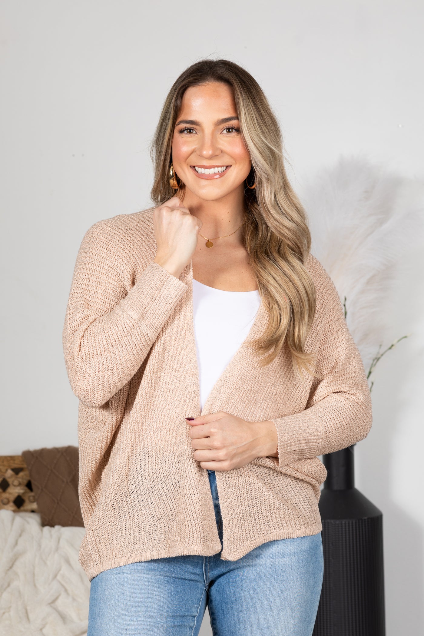 Rib Knit Drop Shoulder Cardigan