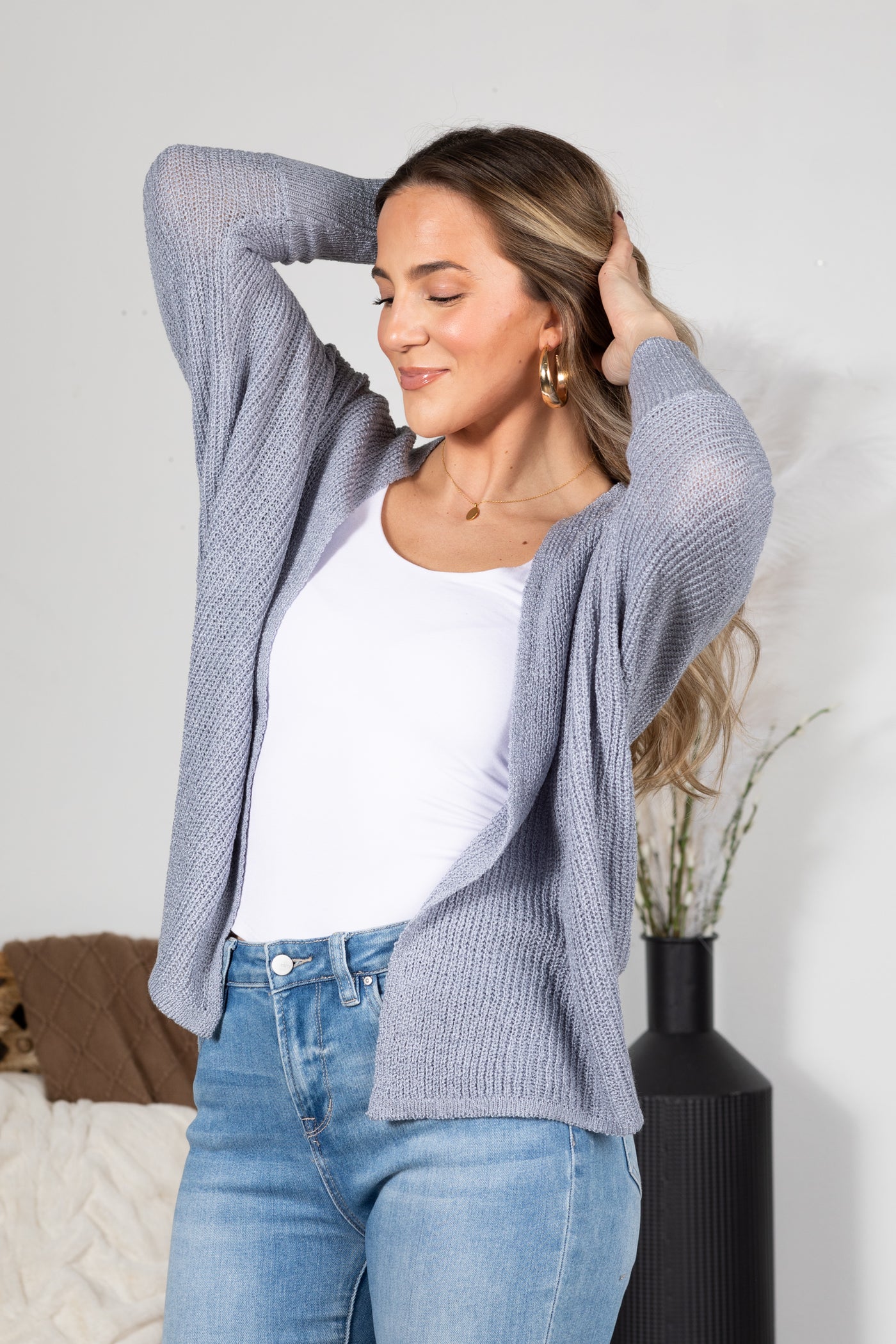 Rib Knit Drop Shoulder Cardigan