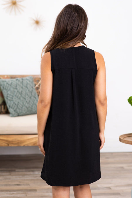 Black Sleeveless V-Neck Dress - Filly Flair