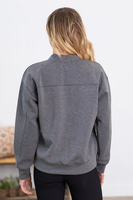 Graphite Super Soft Mock Neck Sweatshirt