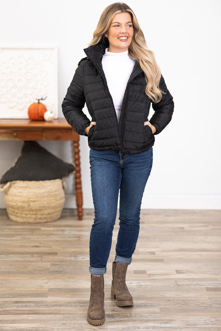 Black Hooded Puffer Jacket