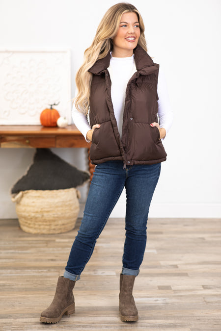 Brown Sherpa Lined Vest