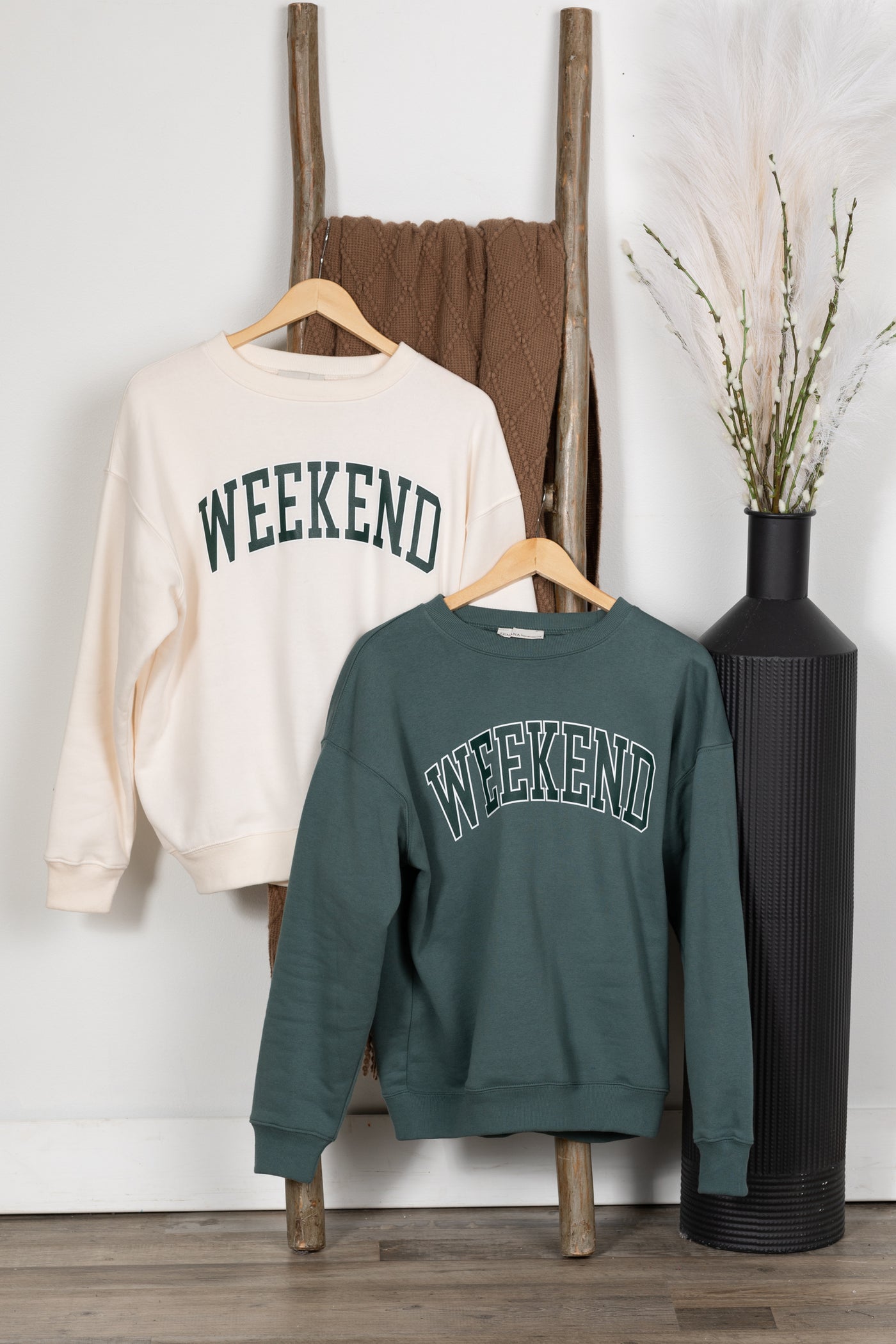 Weekend Printed Fleece Round Neck Sweatshirts