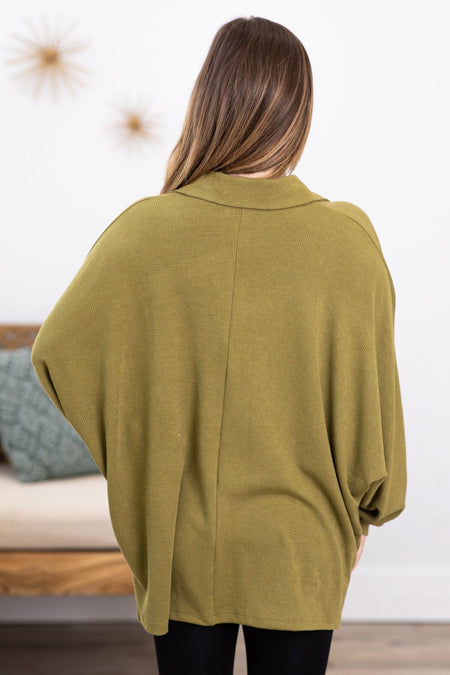 Olive Pullover With Pocket Detail - Filly Flair