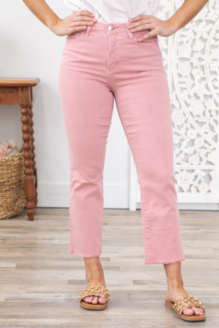 RFM Pink Crop Tummy Support Straight Leg Jean