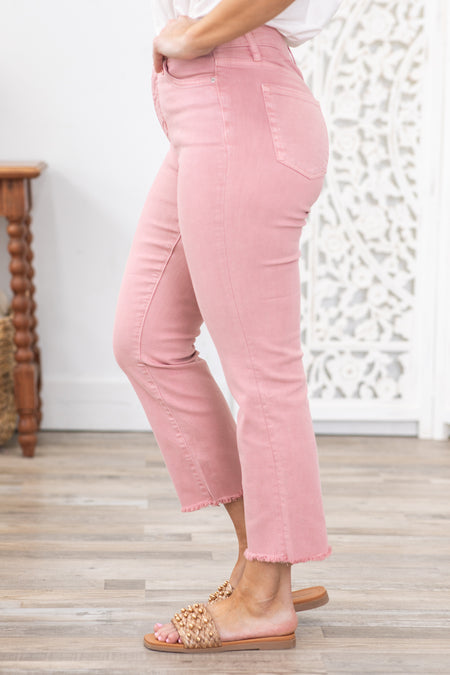 RFM Pink Crop Tummy Support Straight Leg Jean