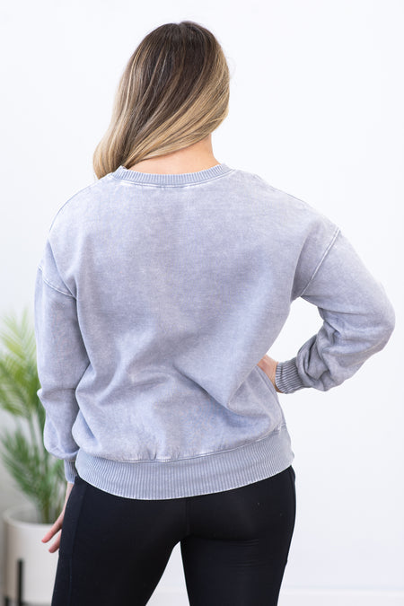 Light Grey Washed Fleece Sweatshirt