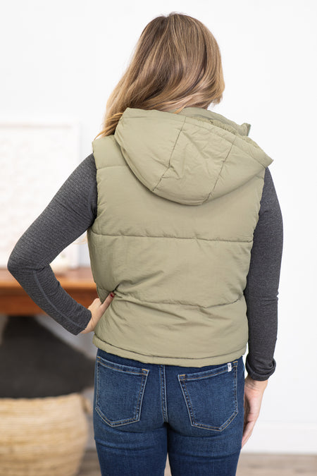 Sage Sherpa Lined Hooded Vest