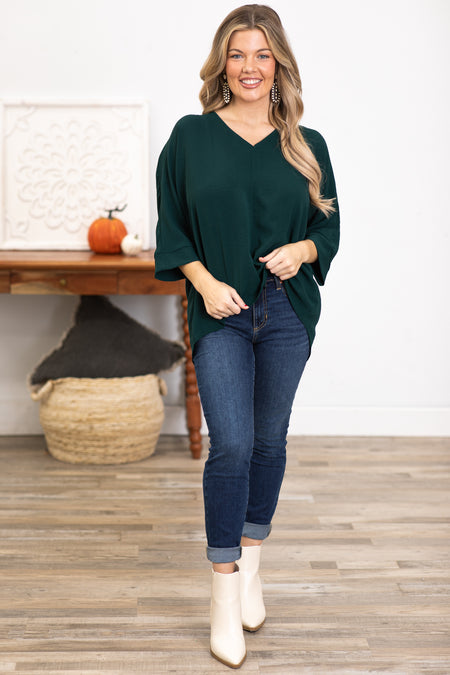 Hunter Green V-Neck Airflow Top