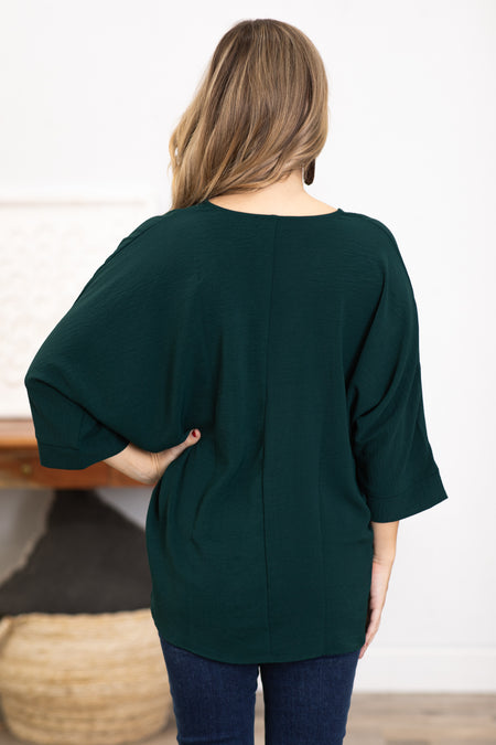 Hunter Green V-Neck Airflow Top