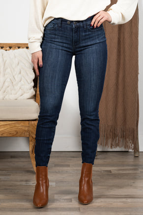 Judy Blue Dark Wash Skinny Raw Hem Jeans