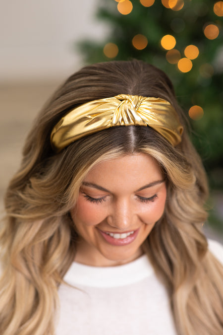 Gold Metallic Knot Headband