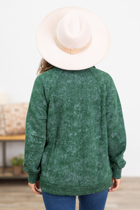 Hunter Green Snap Front Knit Jacket