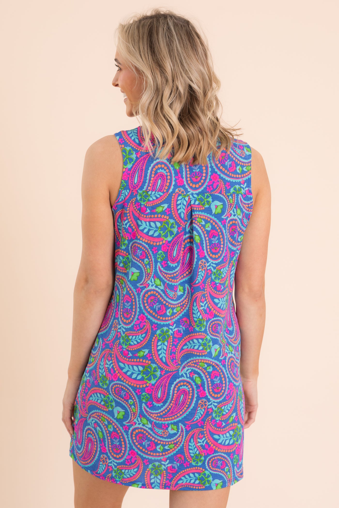 Blue Paisley Print Wrinkle Free Liz Dress