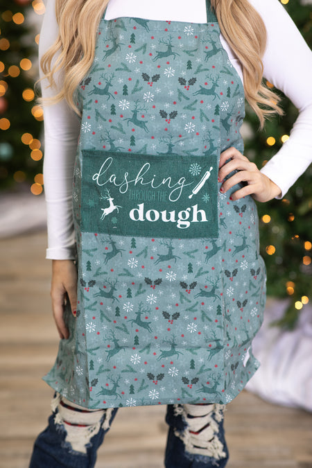 Green Dashing Through The Dough Apron