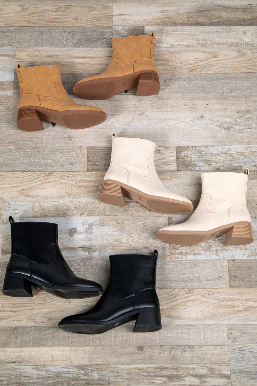 Pull On Round Toe Ankle Booties