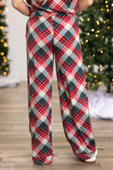 Emerald Green and Red Plaid Pajama Pants