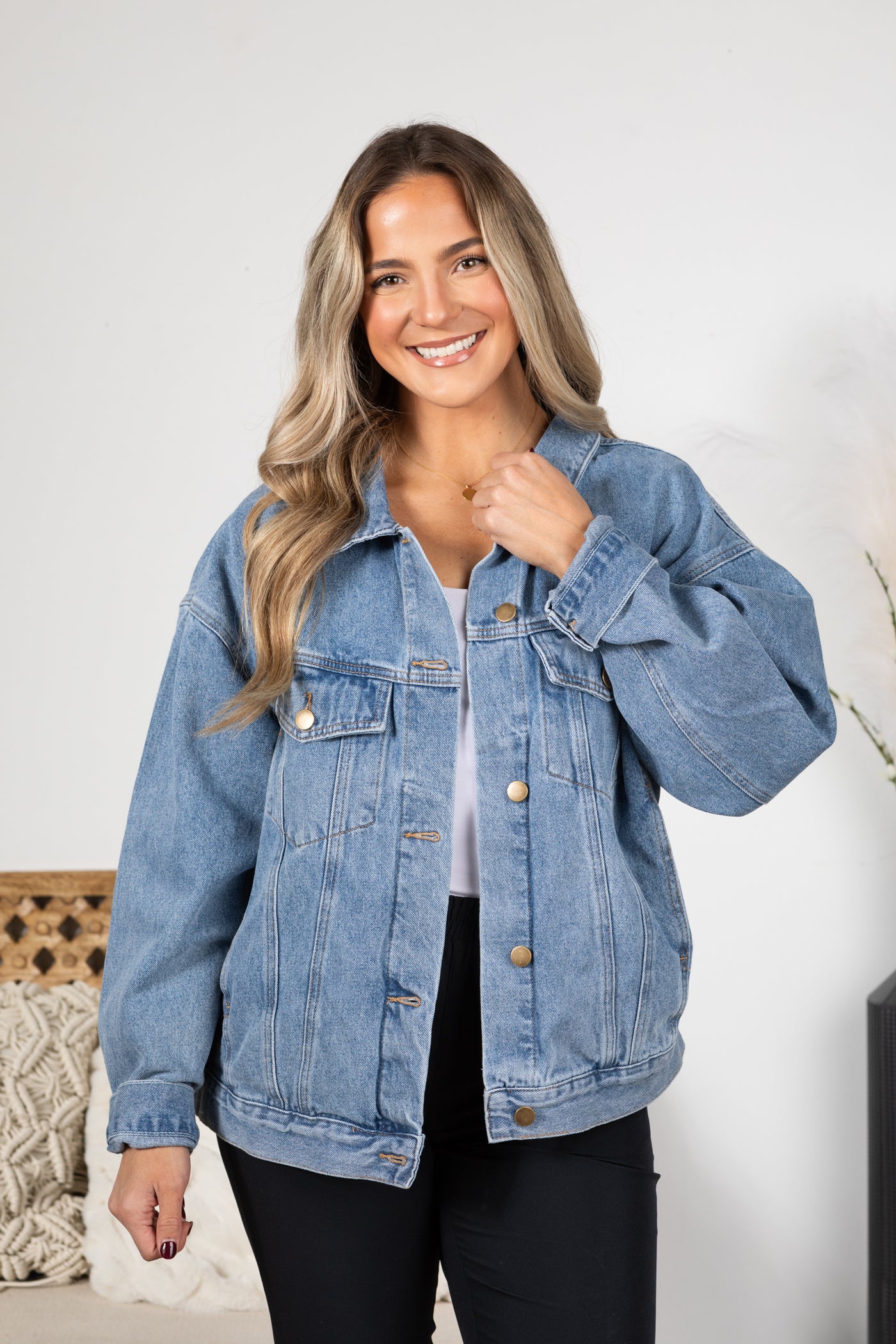 Medium Wash Classic Boyfriend Fit Denim Jacket