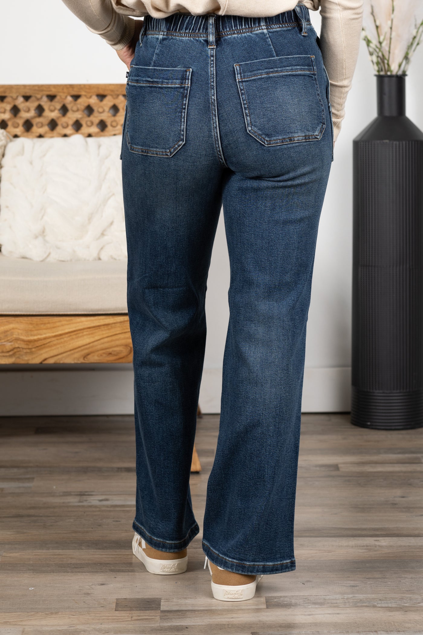 Judy Blue Medium Wash Drawstring Wide Jeans