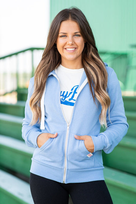 Dusty Blue Full Zip Hoodie - Filly Flair